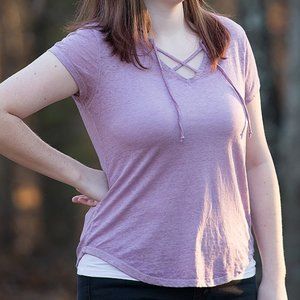 Derek Heart Purple Cross Neck Top NWOT Sizes S & L